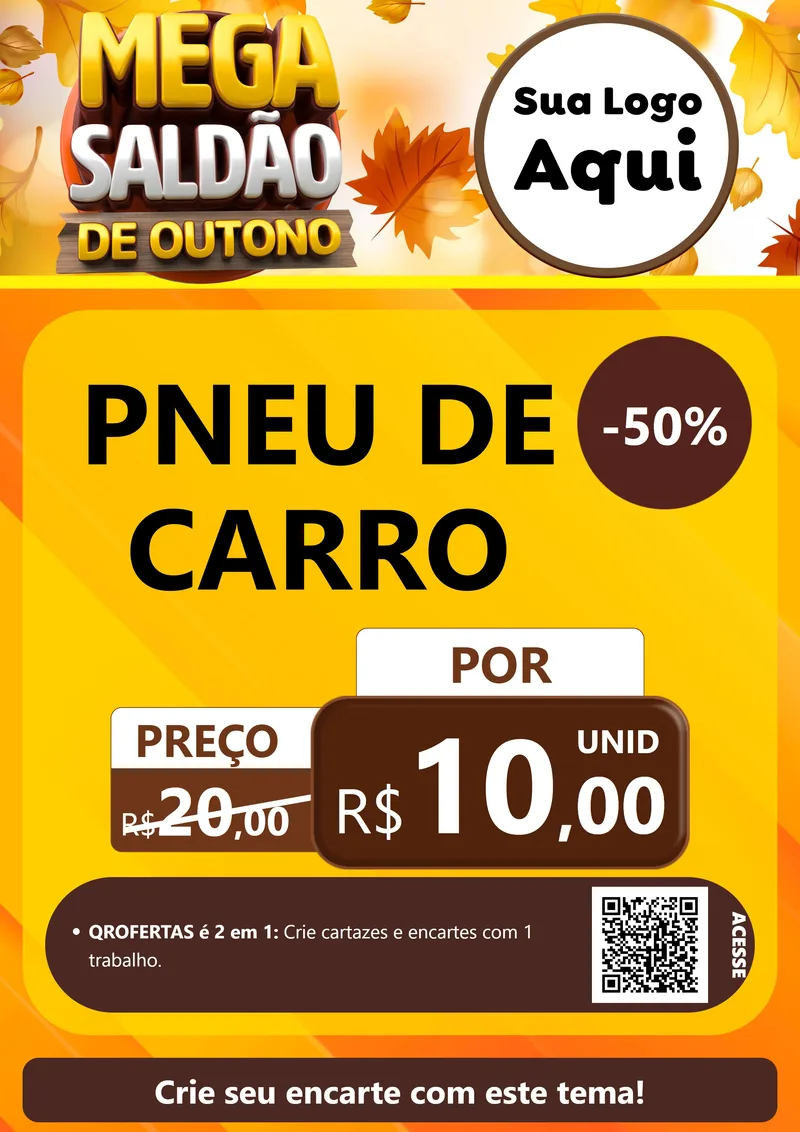 Modelo de Cartaz para Cartaz A4 Vertical com o tema Mega Saldão de Outono para Auto peças