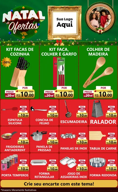 Modelo de Encarte para Encarte Grande com o tema Natal de Ofertas para Utilidades Domésticas
