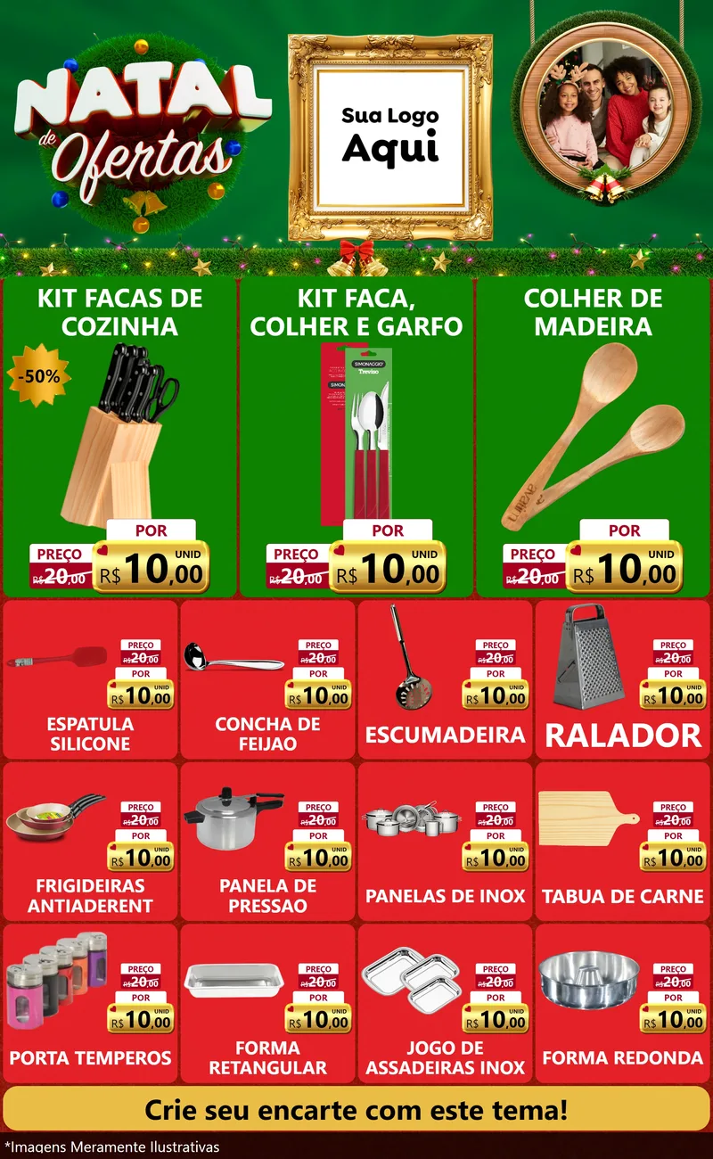 Modelo de Encarte para Encarte Grande com o tema Natal de Ofertas para Utilidades Domésticas