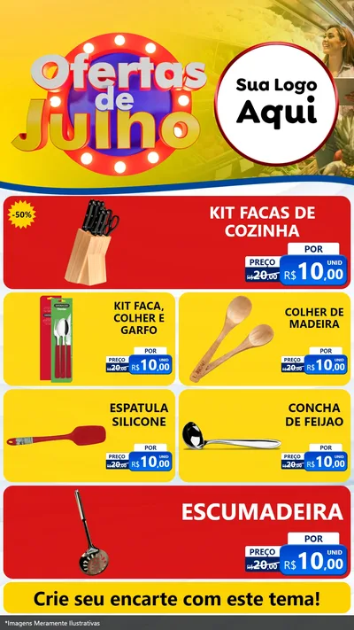 Modelo de TV para TV Vertical com o tema Ofertas de Julho para Utilidades Domésticas