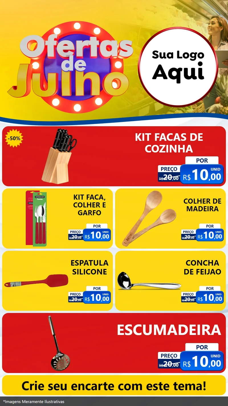 Modelo de TV para TV Vertical com o tema Ofertas de Julho para Utilidades Domésticas