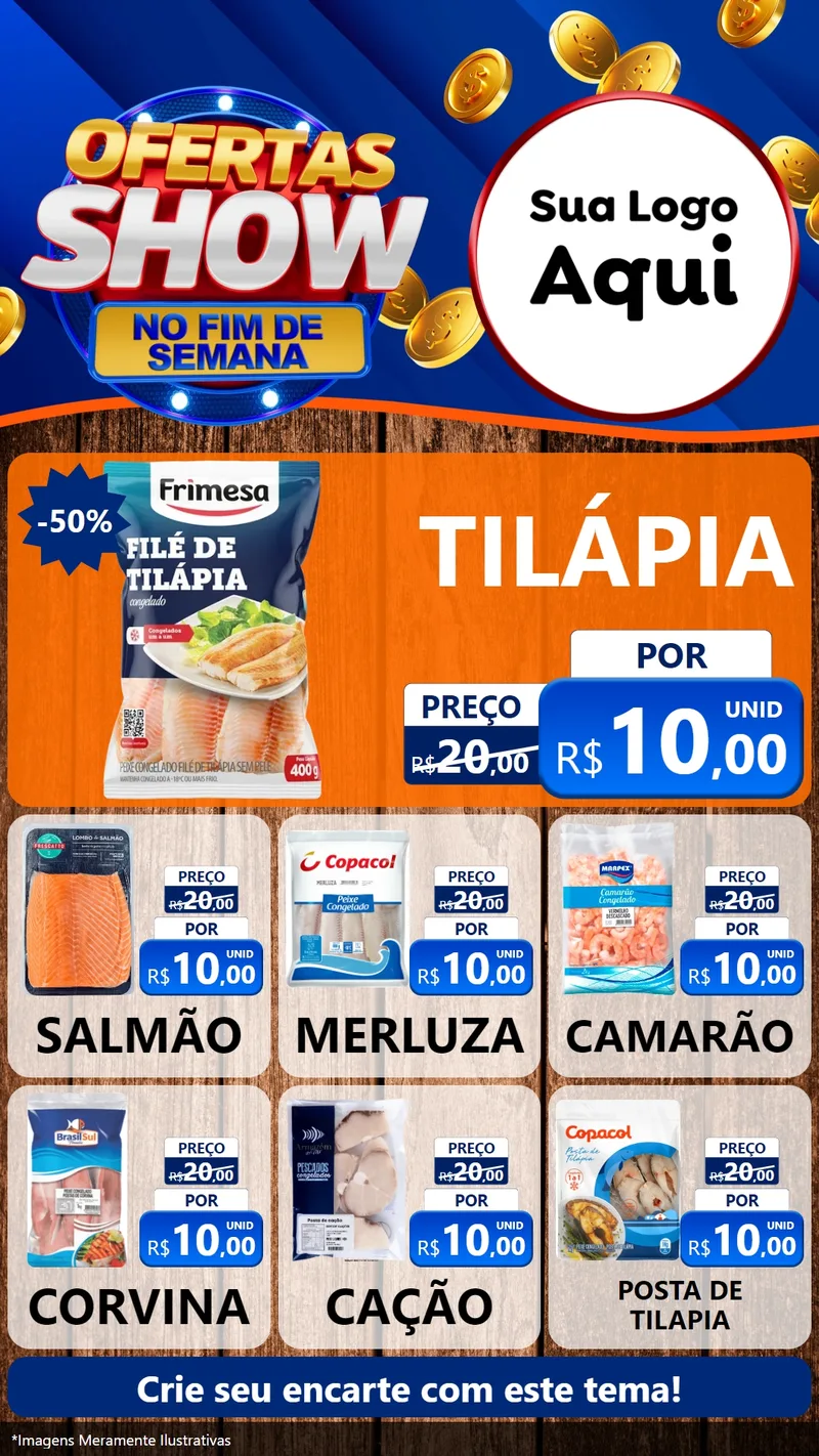 Modelo de Rede Social para Stories com o tema Ofertas Show No Fim De Semana para Peixaria