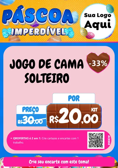 Modelo de Cartaz para Cartaz A4 Vertical com o tema Páscoa Imperdível para Cama, Mesa e Banho