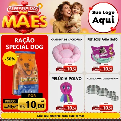 Modelo de Rede Social para Feed Facebook com o tema Semana das Mães para Pet Shop
