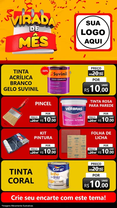 Modelo de TV para TV Vertical com o tema Virada de Mês para Tintas e Ferramentas