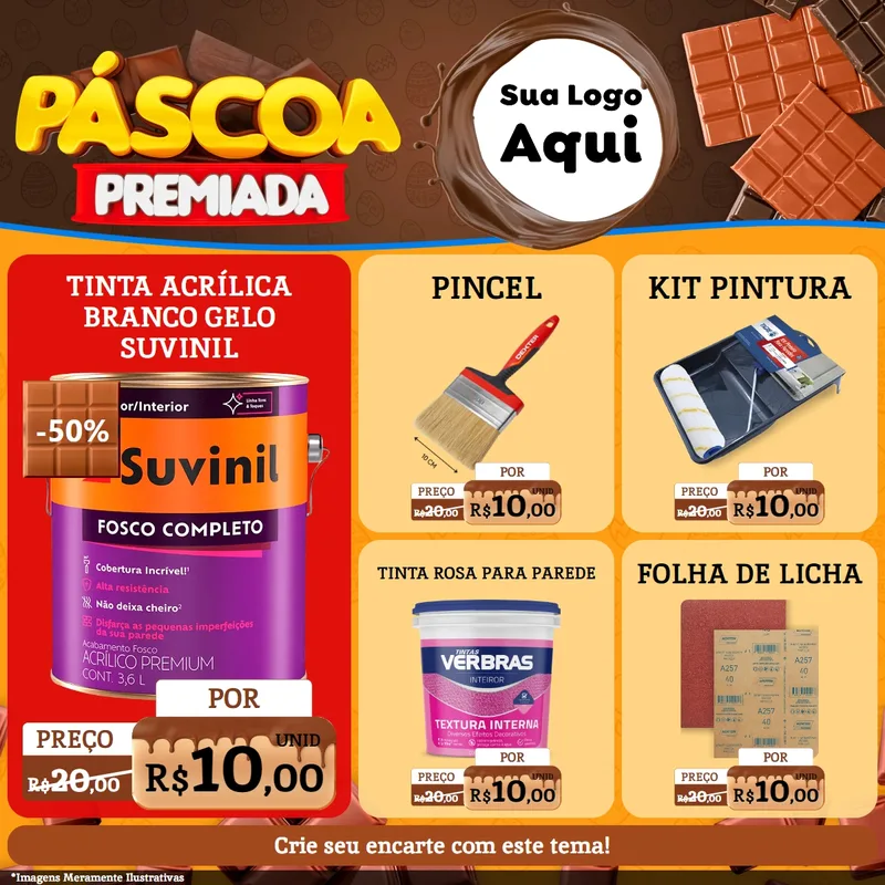 Modelo de Rede Social para Feed Facebook com o tema Páscoa Premiada para Tintas e Ferramentas