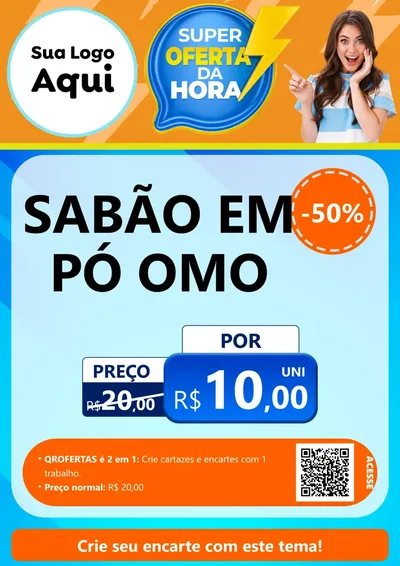 Modelo de Cartaz para Cartaz A4 Vertical com o tema Super Oferta da Hora para Produtos de Limpeza