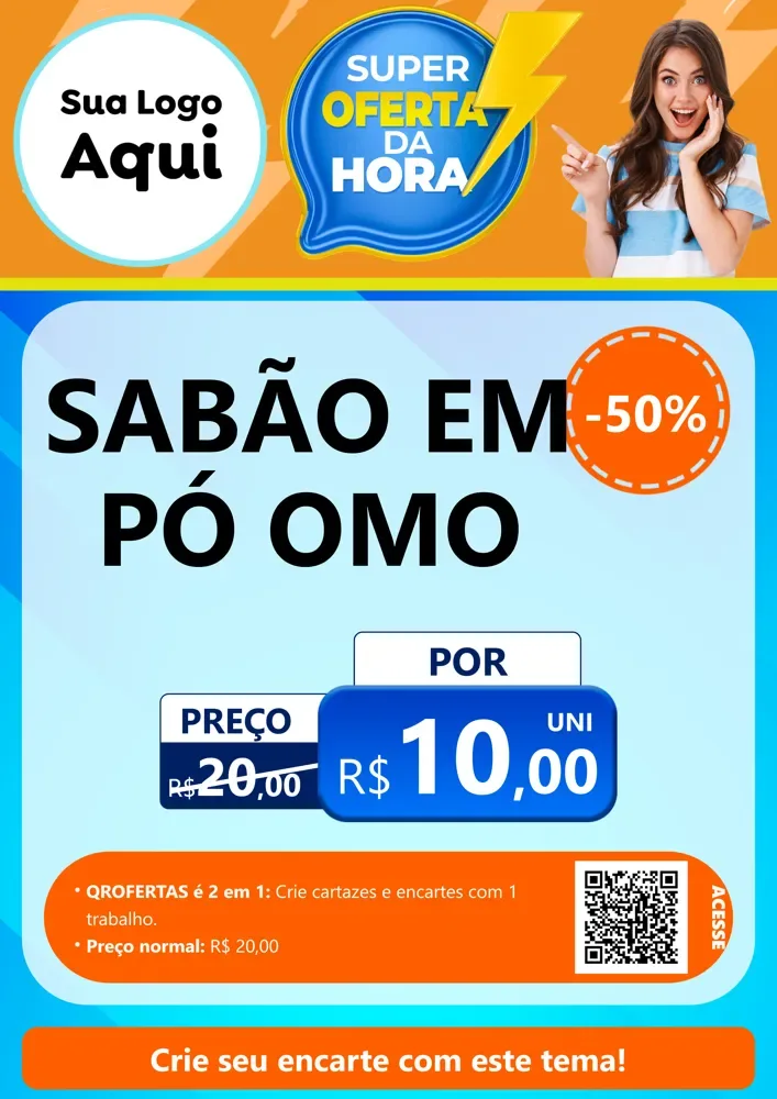 Modelo de Cartaz para Cartaz A4 Vertical com o tema Super Oferta da Hora para Produtos de Limpeza