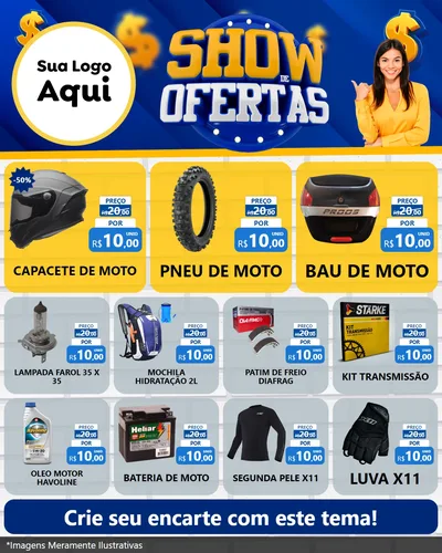 Modelo de Rede Social para Feed Instagram com o tema Show de Ofertas para Moto peças