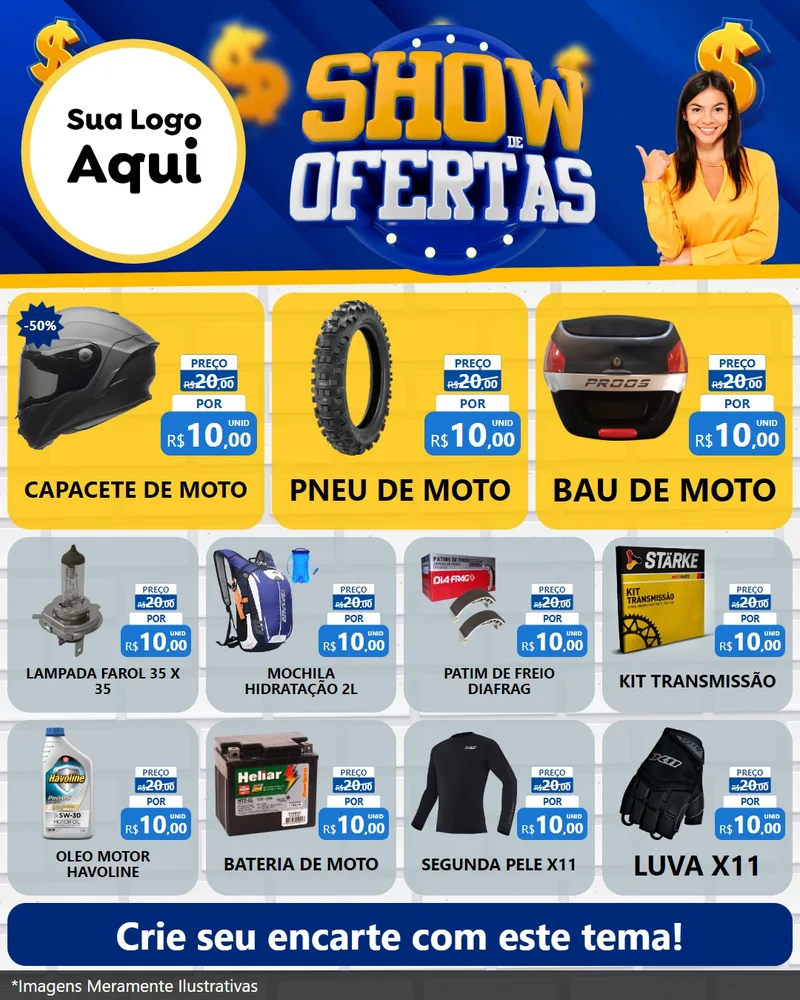 Modelo de Rede Social para Feed Instagram com o tema Show de Ofertas para Moto peças