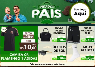 Modelo de Encarte para Encarte A4 Horizontal com o tema Mês dos Pais para Roupas e acessórios