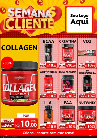 Modelo de Encarte para Encarte A4 Vertical com o tema Semana do Cliente para Suplementos alimentares