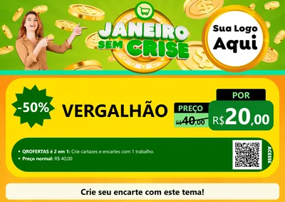 Modelo de Cartaz para Cartaz A4 Horizontal com o tema Janeiro Sem Crise para Ferragens