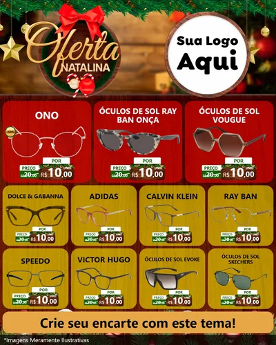 Modelo de Rede Social para Feed Instagram com o tema Ofertas Natalina para Óticas