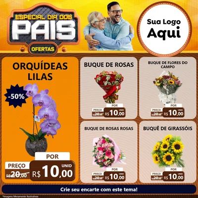 Modelo de Rede Social para Feed Facebook com o tema Especial Dia dos Pais para Floricultura e jardim