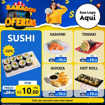 Modelo de Rede Social para Feed Facebook com o tema Sabadou de Ofertas para Comida japonesa