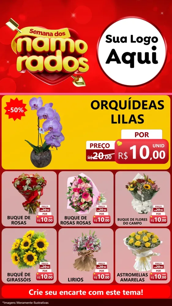 Modelo de Rede Social para Stories com o tema Semana dos namorados para Floricultura e jardim