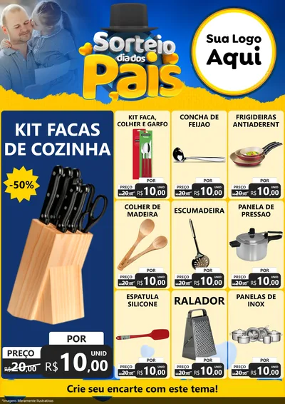 Modelo de Encarte para Encarte A4 Vertical com o tema Sorteio Dia Dos Pais para Utilidades Domésticas