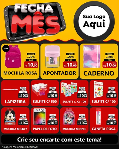 Modelo de Rede Social para Feed Instagram com o tema Fecha Mês para Papelaria
