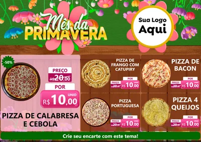 Modelo de Encarte para Encarte A4 Horizontal com o tema Mês da Primavera para Pizzaria