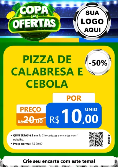 Modelo de Cartaz para Cartaz A4 Vertical com o tema Copa de Ofertas para Pizzaria