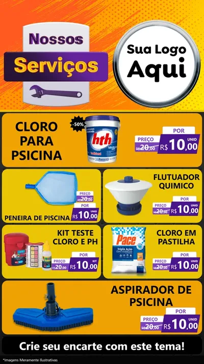 Modelo de TV para TV Vertical com o tema Nossos Serviços para Produtos para Piscina