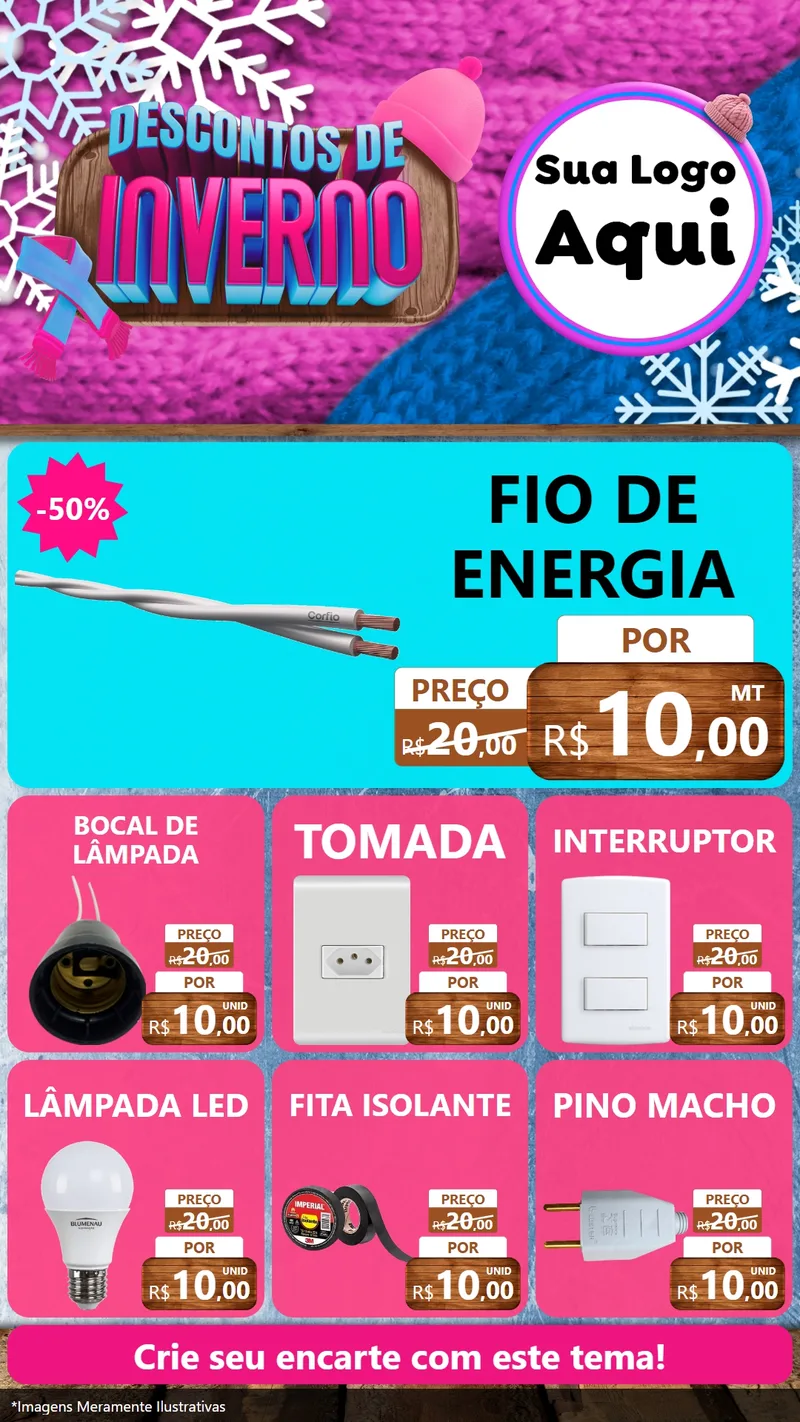 Modelo de Rede Social para Stories com o tema Descontos de Inverno para Materiais Elétricos