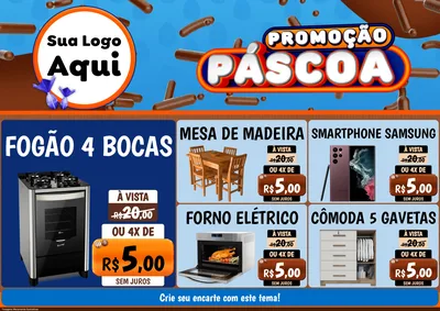 Modelo de Encarte para Encarte A4 Horizontal com o tema Promoção Páscoa para Móveis e Eletro