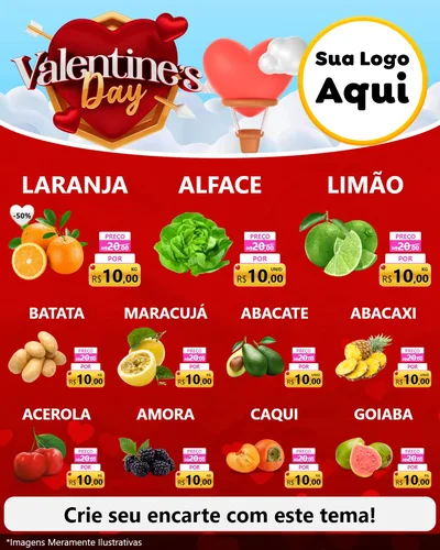 Modelo de Rede Social para Feed Instagram com o tema Valentine's Day para Hortifrúti