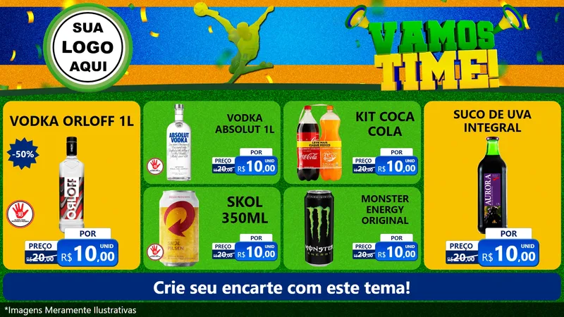 Modelo de TV para TV Horizontal com o tema Vamos Time! para Distribuidora de bebidas