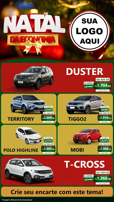 Modelo de TV para TV Vertical com o tema Natal da Economia para Concessionaria de Carros
