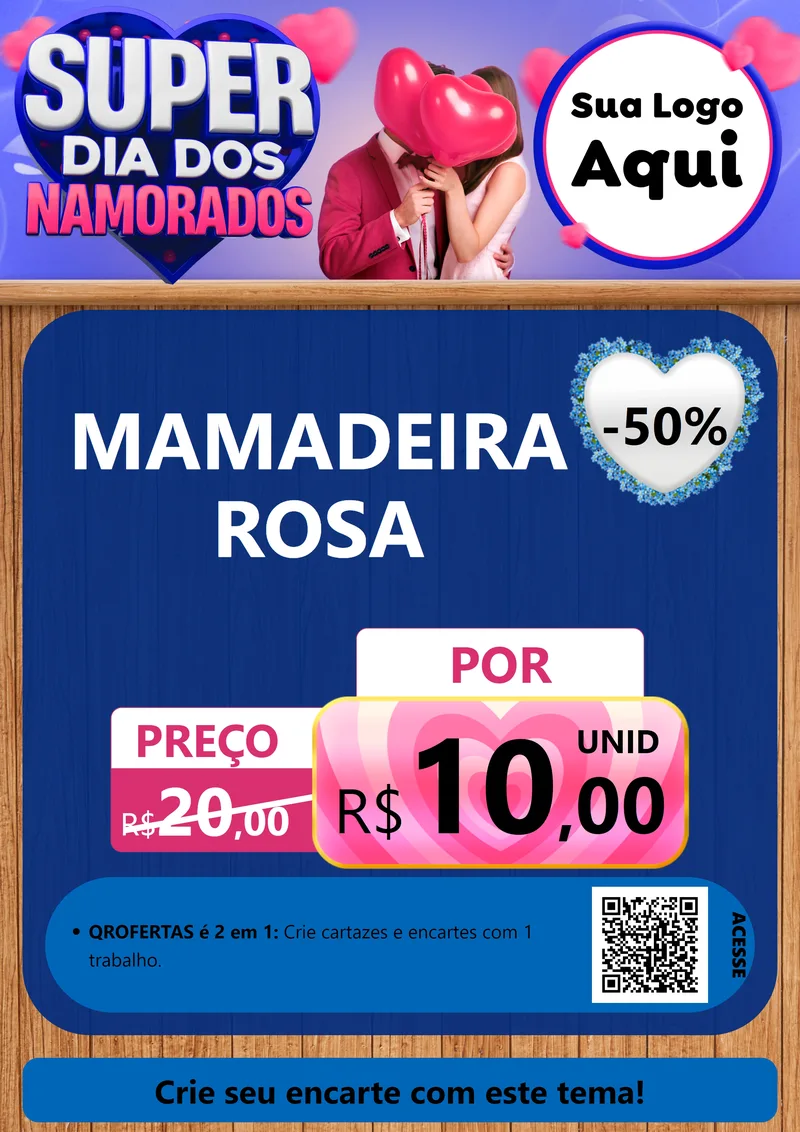 Modelo de Cartaz para Cartaz A4 Vertical com o tema Super Dia dos Namorados para Bebês