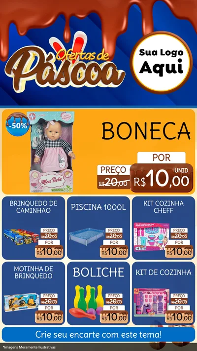 Modelo de Rede Social para Stories com o tema Ofertas de Páscoa para Brinquedos