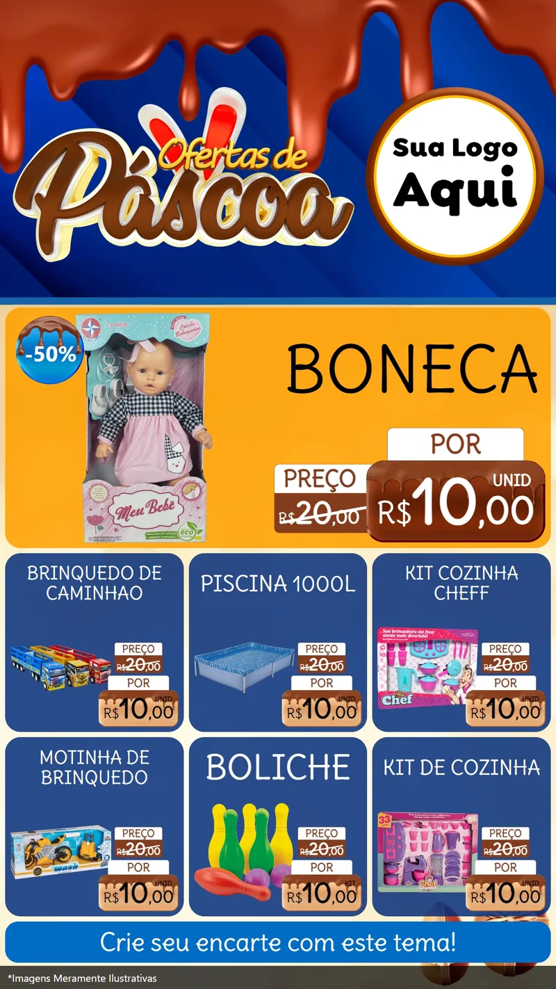 Modelo de Rede Social para Stories com o tema Ofertas de Páscoa para Brinquedos