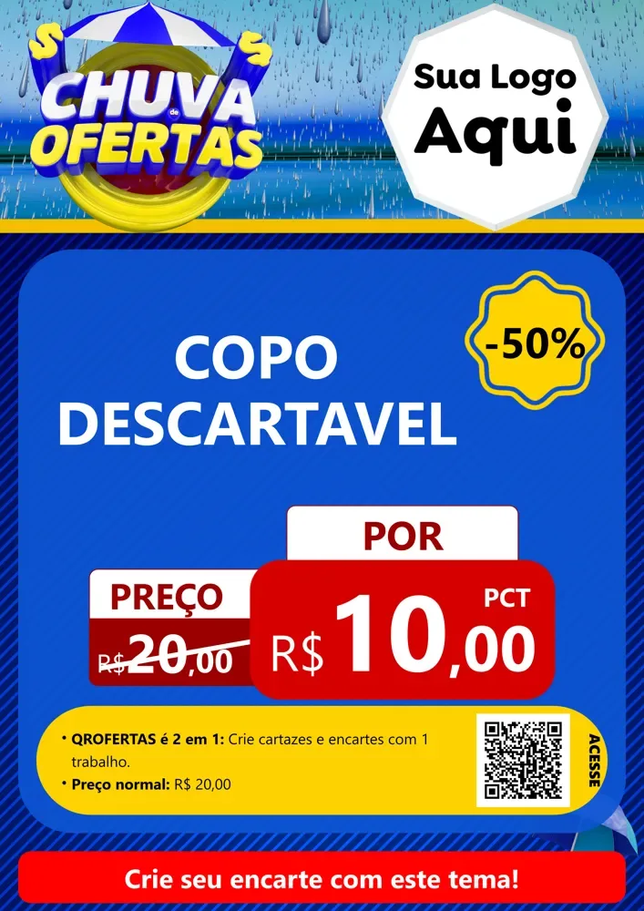 Modelo de Cartaz para Cartaz A4 Vertical com o tema Chuva de Ofertas para Embalagens