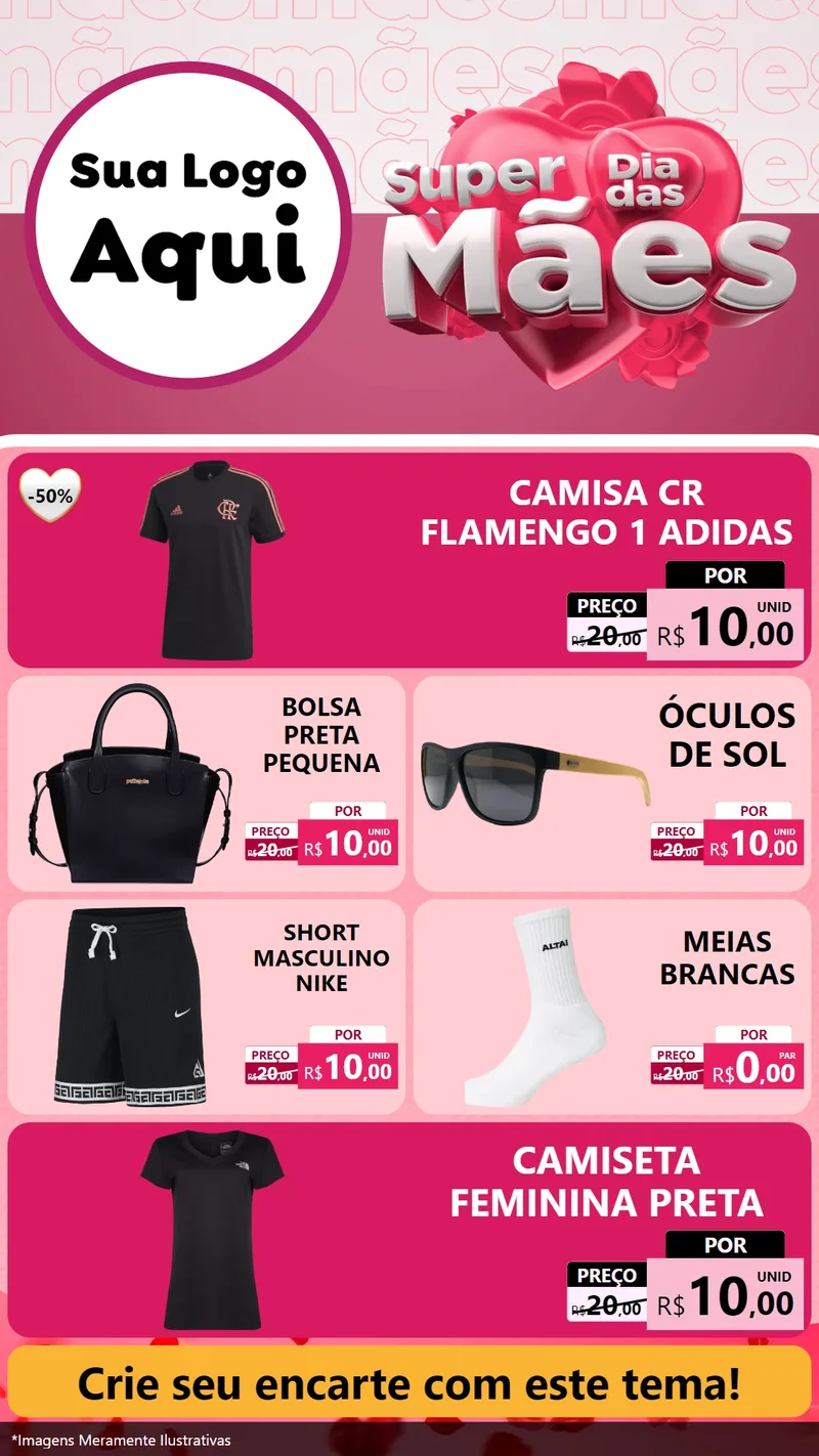 Modelo de TV para TV Vertical com o tema Super Dia Das Mães para Roupas e acessórios
