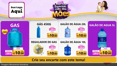 Modelo de TV para TV Horizontal com o tema Ofertas Especiais - Mês das Mães para Água e gás