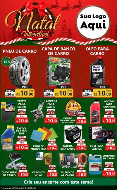 Modelo de Encarte para Encarte Grande com o tema Natal Imperdível para Auto peças