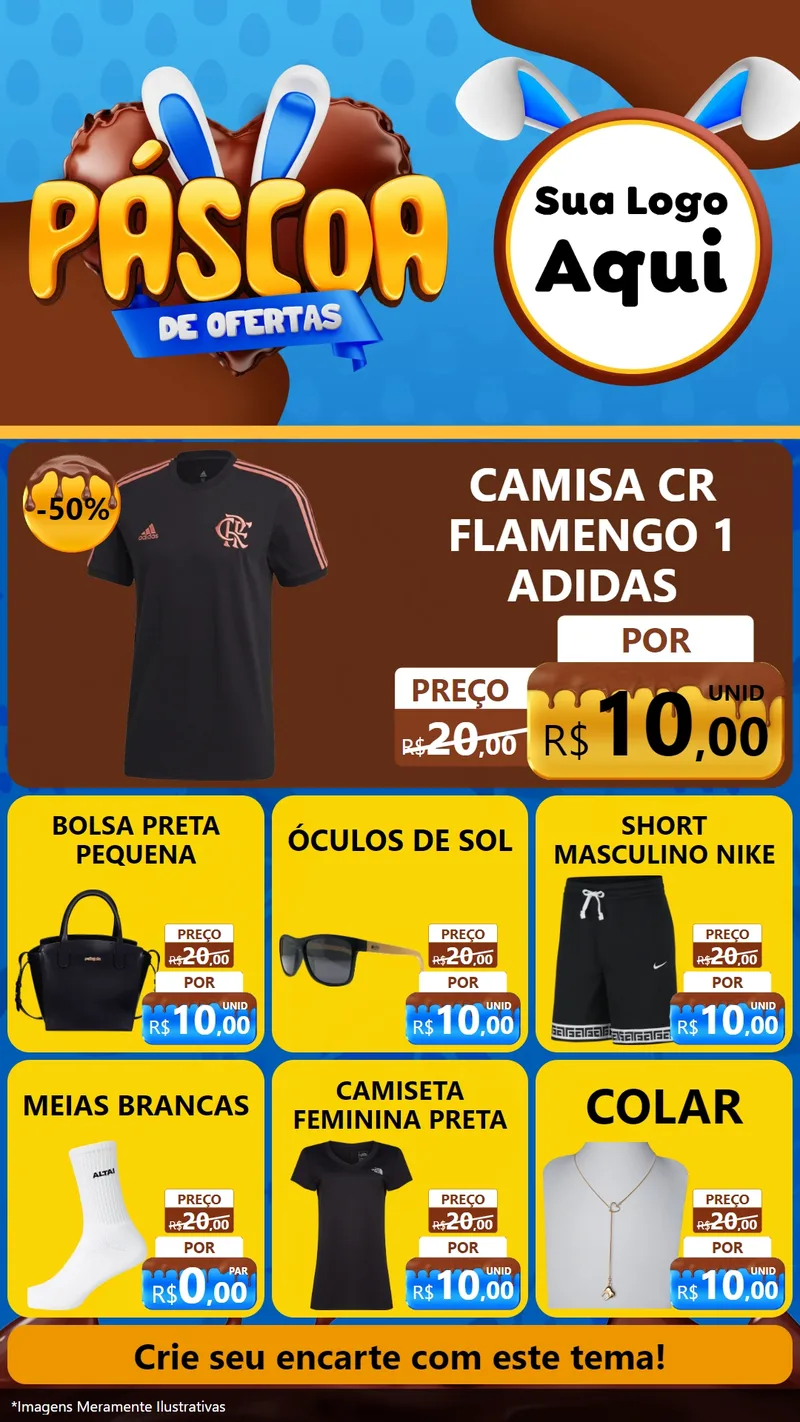 Modelo de Rede Social para Stories com o tema Páscoa de Ofertas para Roupas e acessórios