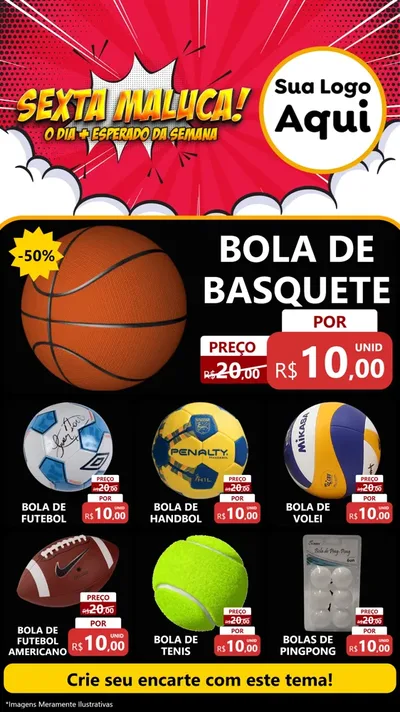 Modelo de Rede Social para Stories com o tema Sexta Maluca! para Artigos Esportivos