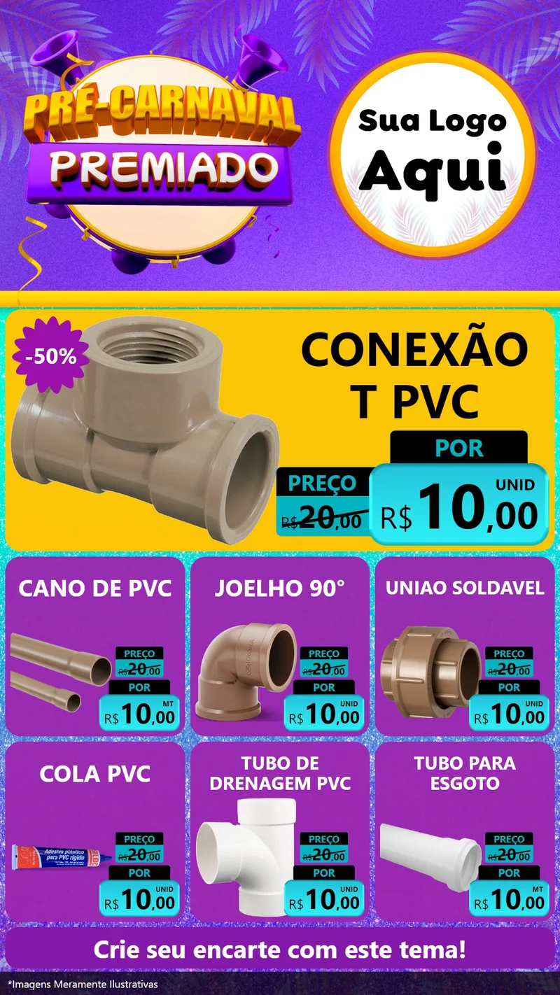 Modelo de Rede Social para Stories com o tema Pré-Carnaval Premiado para Tubos e conexões