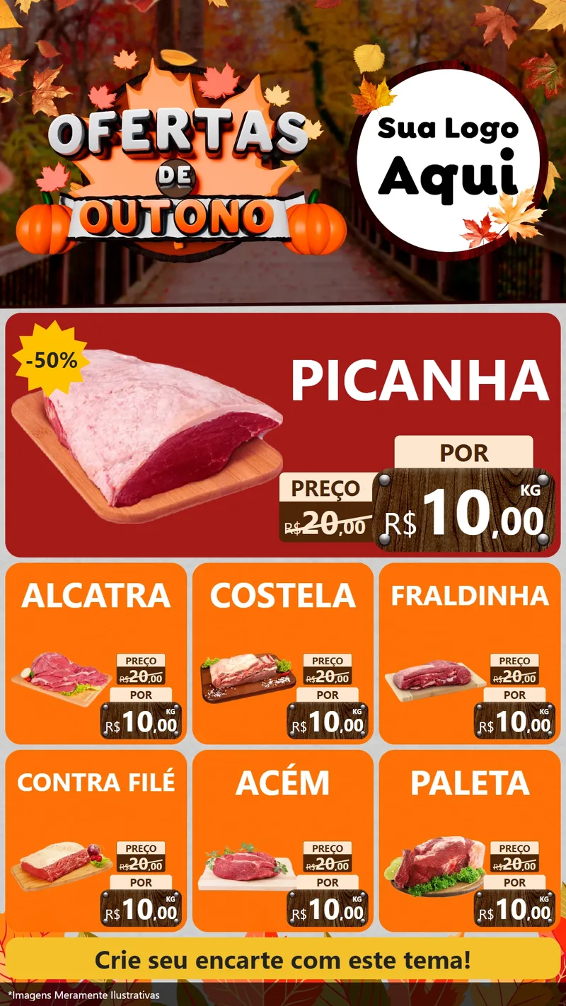 Modelo de Rede Social para Stories com o tema Ofertas de Outono para Açougue
