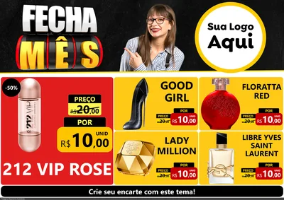 Modelo de Encarte para Encarte A4 Horizontal com o tema Fecha Mês para Perfumes