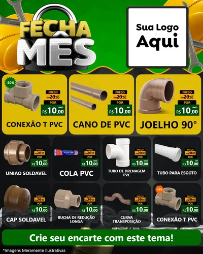 Modelo de Rede Social para Feed Instagram com o tema Fecha Mês para Tubos e conexões