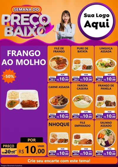 Modelo de Encarte para Encarte A4 Vertical com o tema Semana do Preço Baixo para Restaurante
