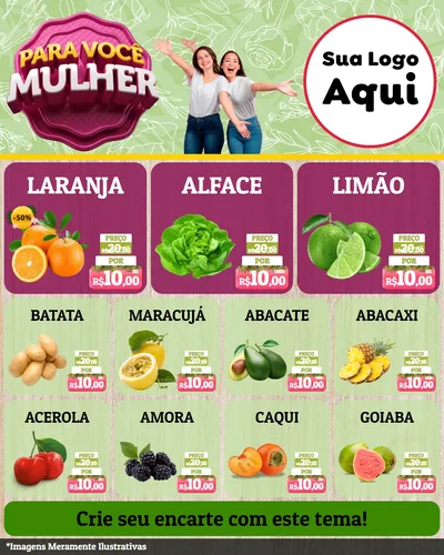 Modelo de Rede Social para Feed Instagram com o tema Para Você Mulher para Hortifrúti