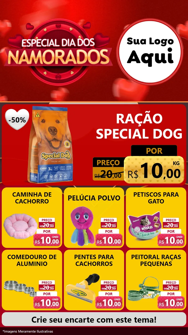 Modelo de Rede Social para Stories com o tema Especial Dia Dos Namorados para Pet Shop
