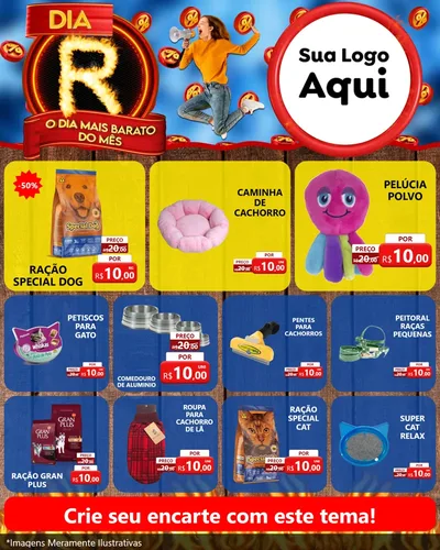 Modelo de Rede Social para Feed Instagram com o tema Dia R - O Dia Mais Barato Do Mês para Pet Shop