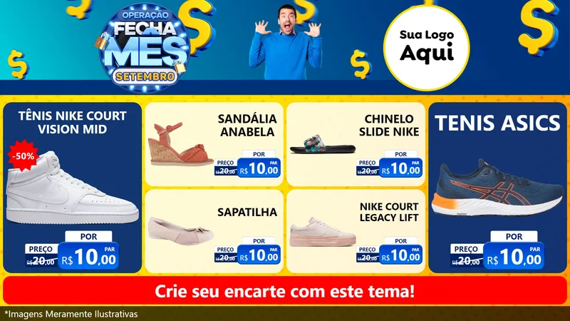 Modelo de TV para TV Horizontal com o tema Operação Fecha Mês Setembro para Calçados