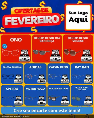 Modelo de Rede Social para Feed Instagram com o tema Ofertas de Fevereiro para Óticas